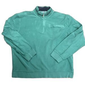 Orvis Men's Jade Green Cotton Quarter Zip Long Sleeve Sweatshirt Size XL